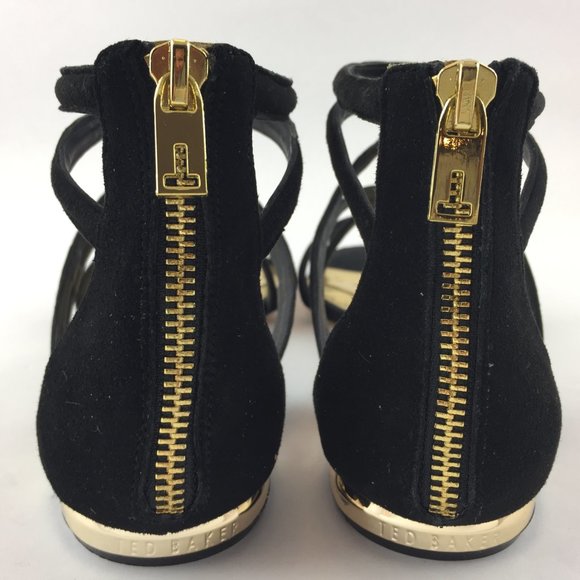 NWB Ted Baker London Strappy Black Gold Sandals 39 - Picture 7 of 10